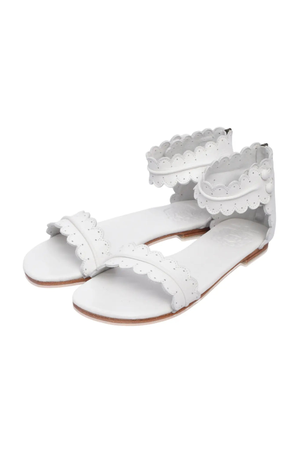 Womens Midsummer Scalloped Leather Sandals - Vintage Brown