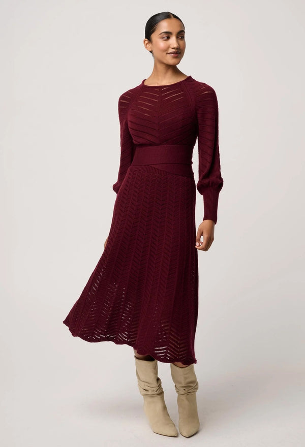 Mirelle Wool Blend Knit Dress in Bordeux
