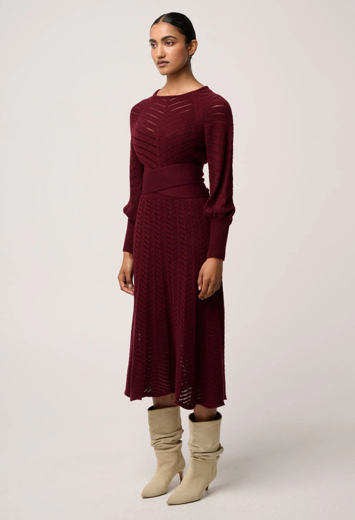 Mirelle Blend Bordeux Wool Knit Dress