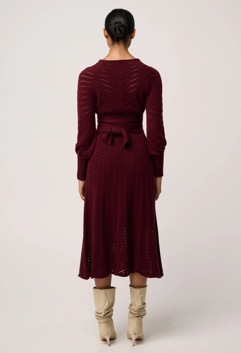 Mirelle Wool Blend Knit Dress in Bordeux