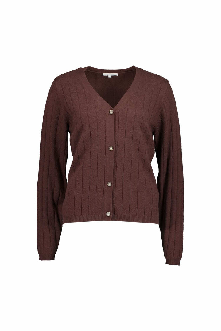 Muse Cable Knit Cardigan Cashmere Blend – Chocolate
