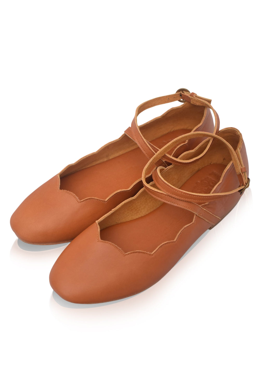 Womens Myrelle Criss-Cross Leather Ballet Flats - Black