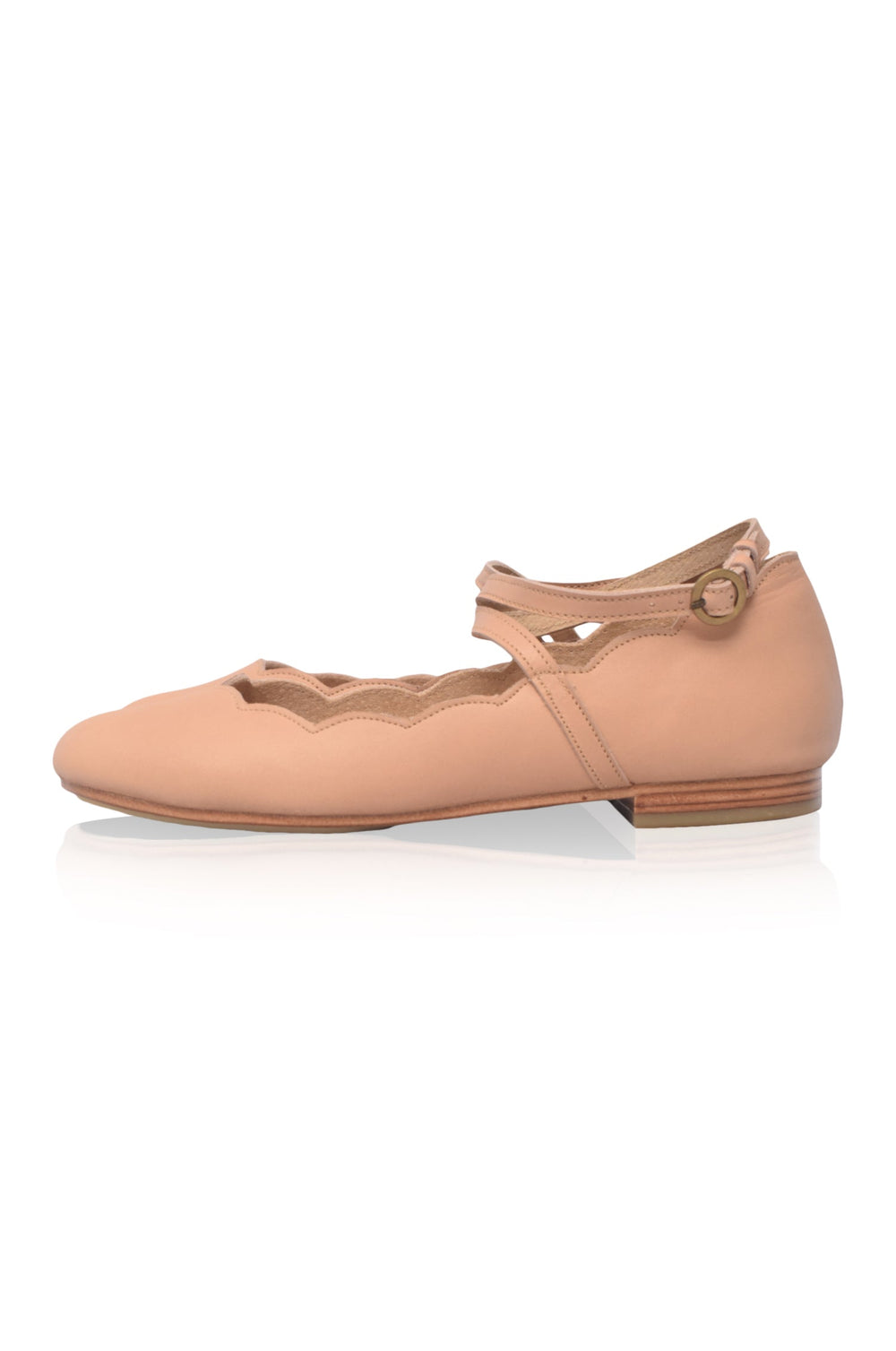 Womens Myrelle Criss-Cross Leather Ballet Flats - Vintage Beige