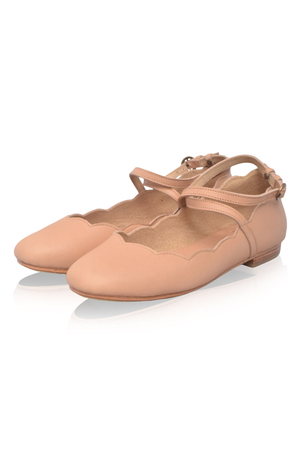 Womens Myrelle Criss-Cross Leather Ballet Flats - Vintage Beige