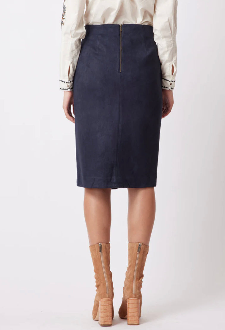 Eddie Faux Suede Skirt – Navy/Husk