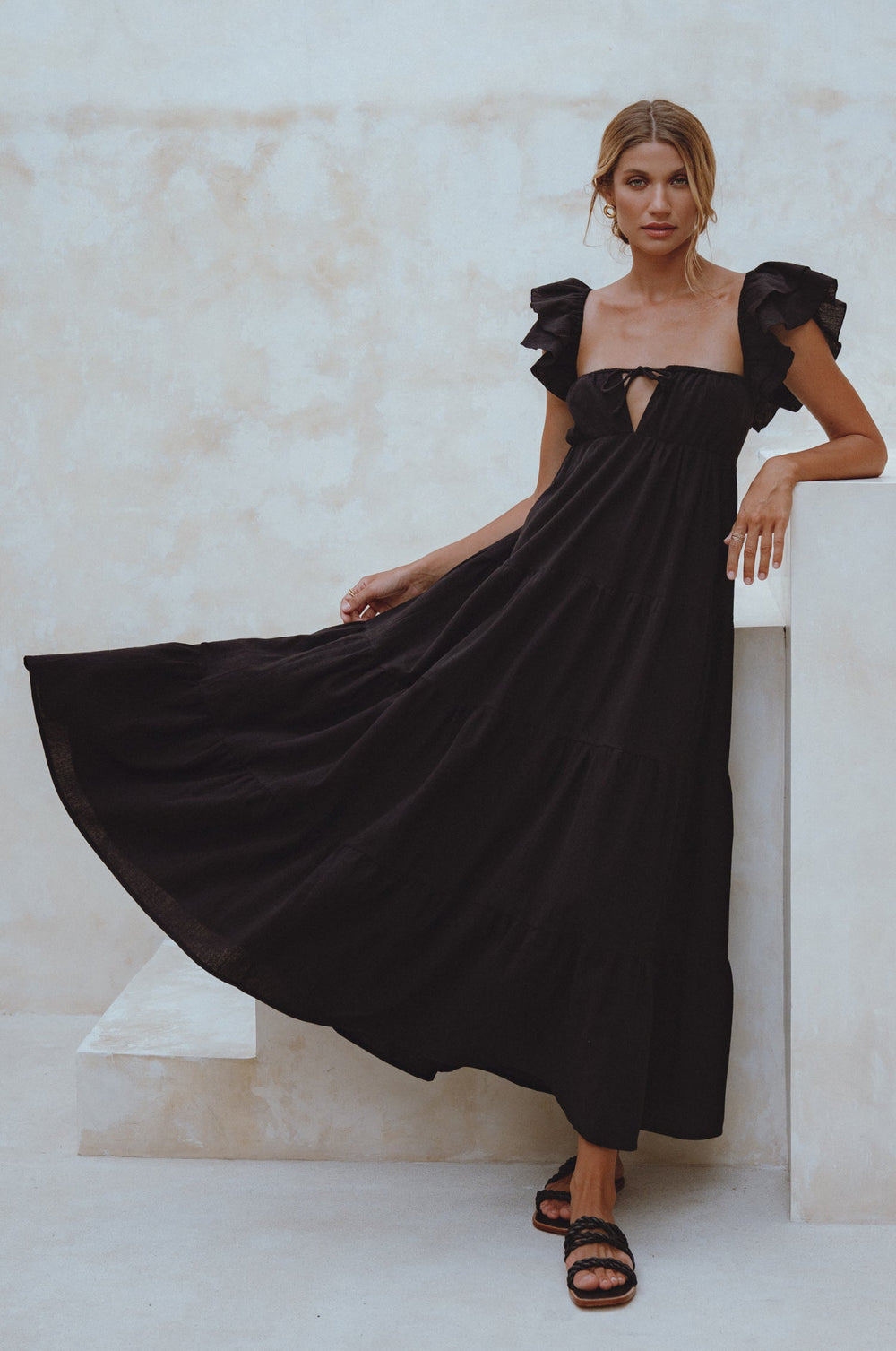 Womens Nymph Bohemian Linen Maxi Dress - Azure