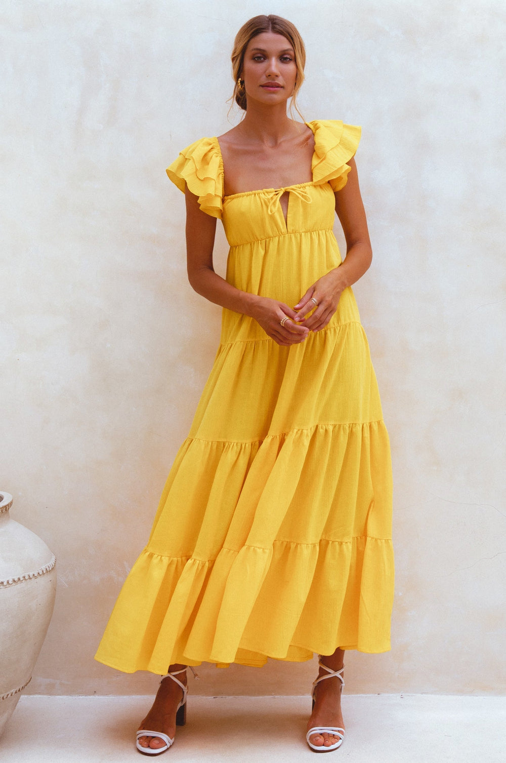 Womens Nymph Bohemian Linen Maxi Dress - Azure