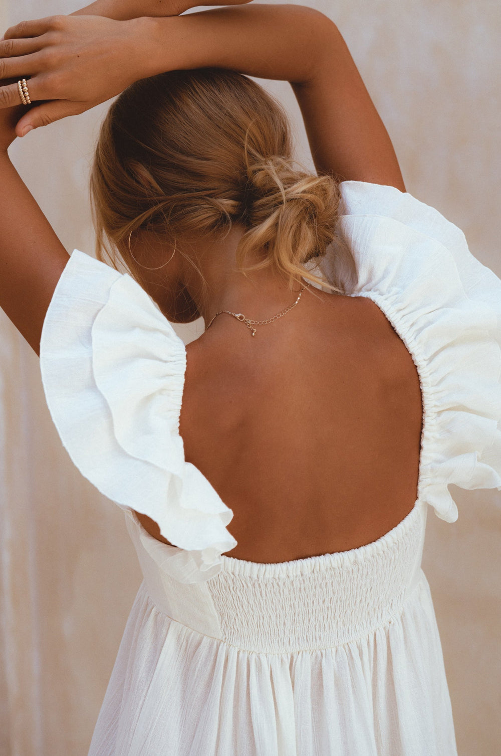 Womens Nymph Bohemian Linen Maxi Dress - White