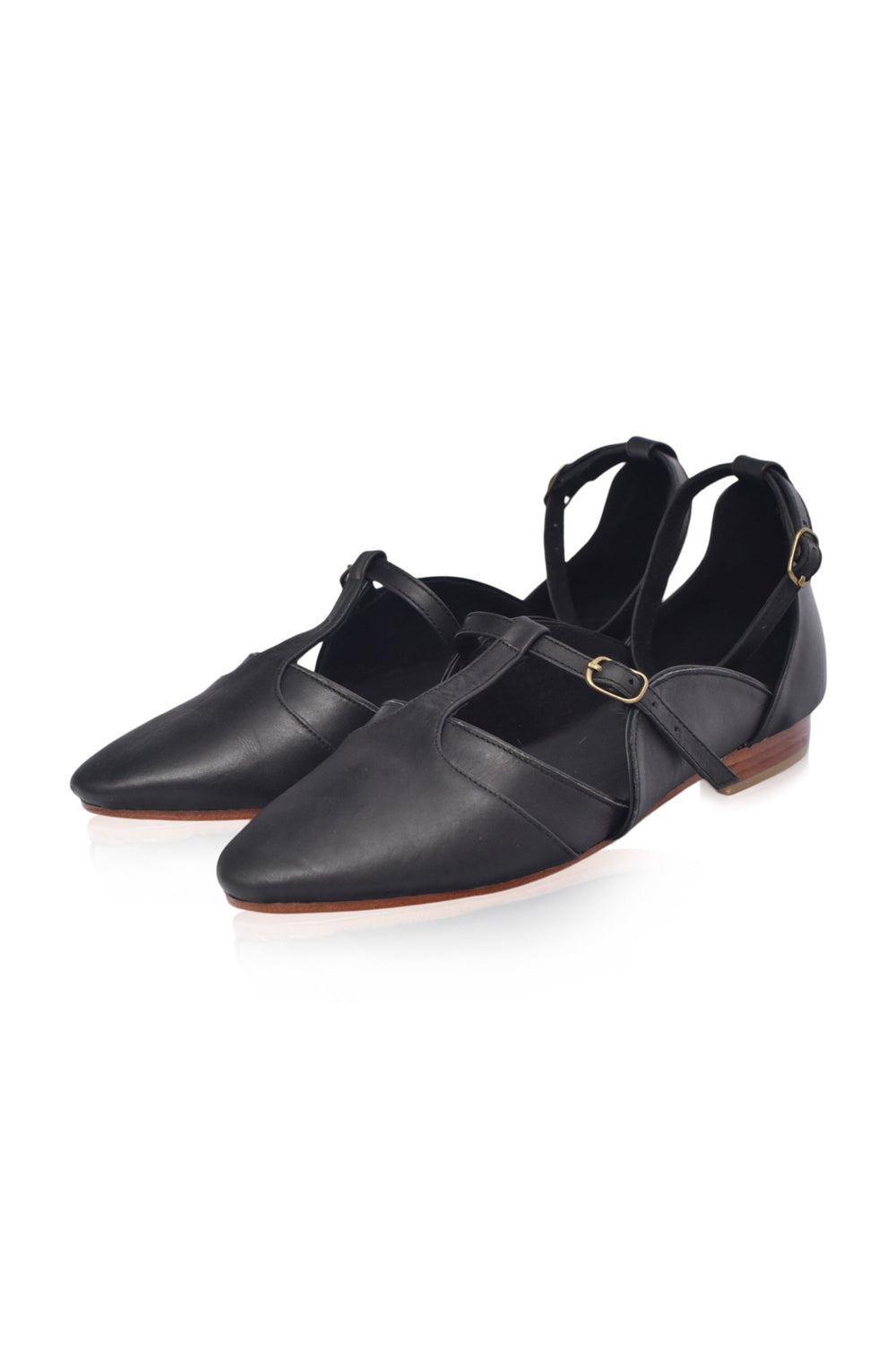 Womens On The Go Leather Ballet Flats - Black