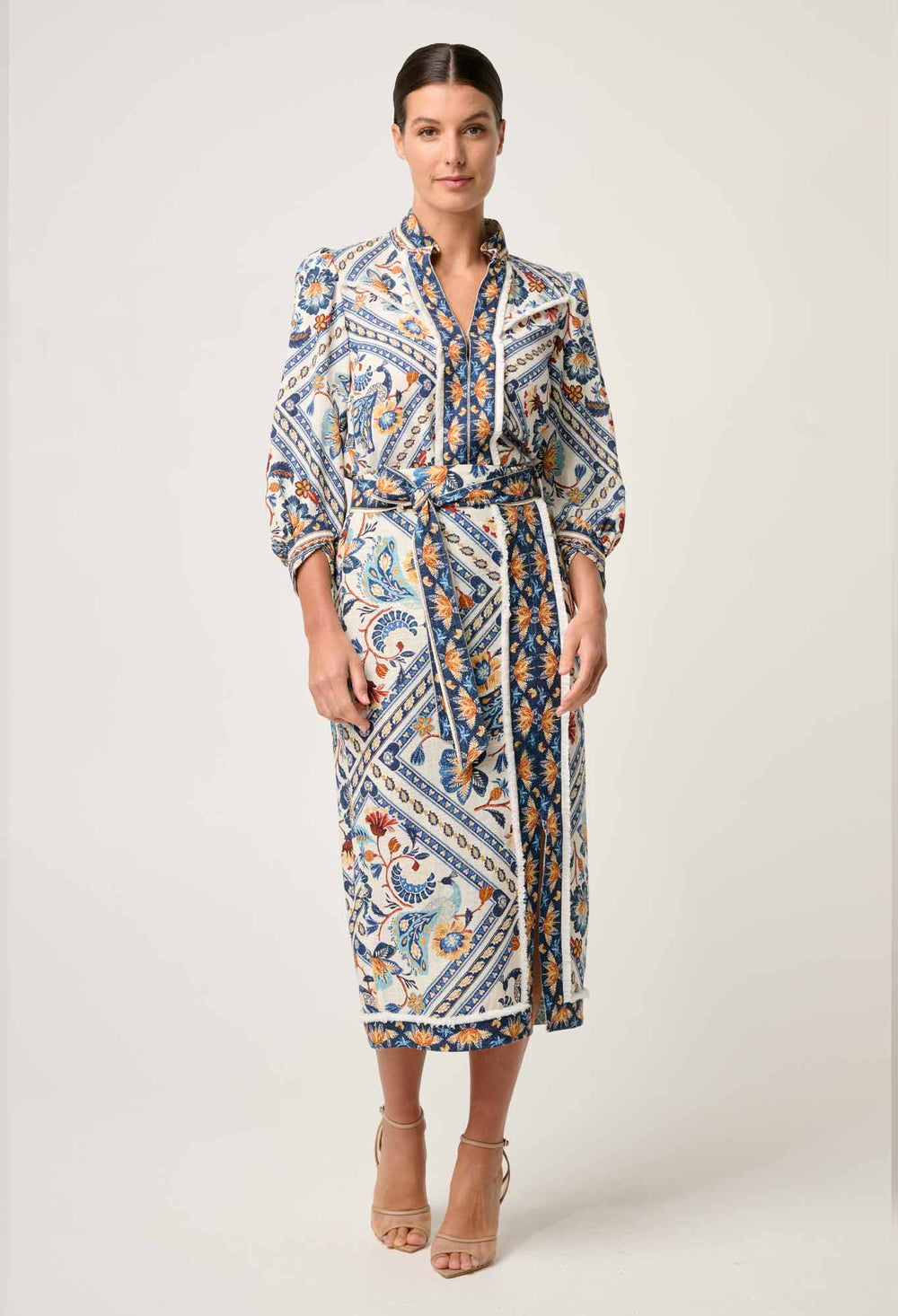 Alexis Linen Viscose Fringe Shirt in Petinos Floros
