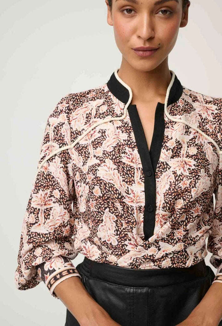 Harley Linen Viscose Rope Trim Shirt – Russet Palm