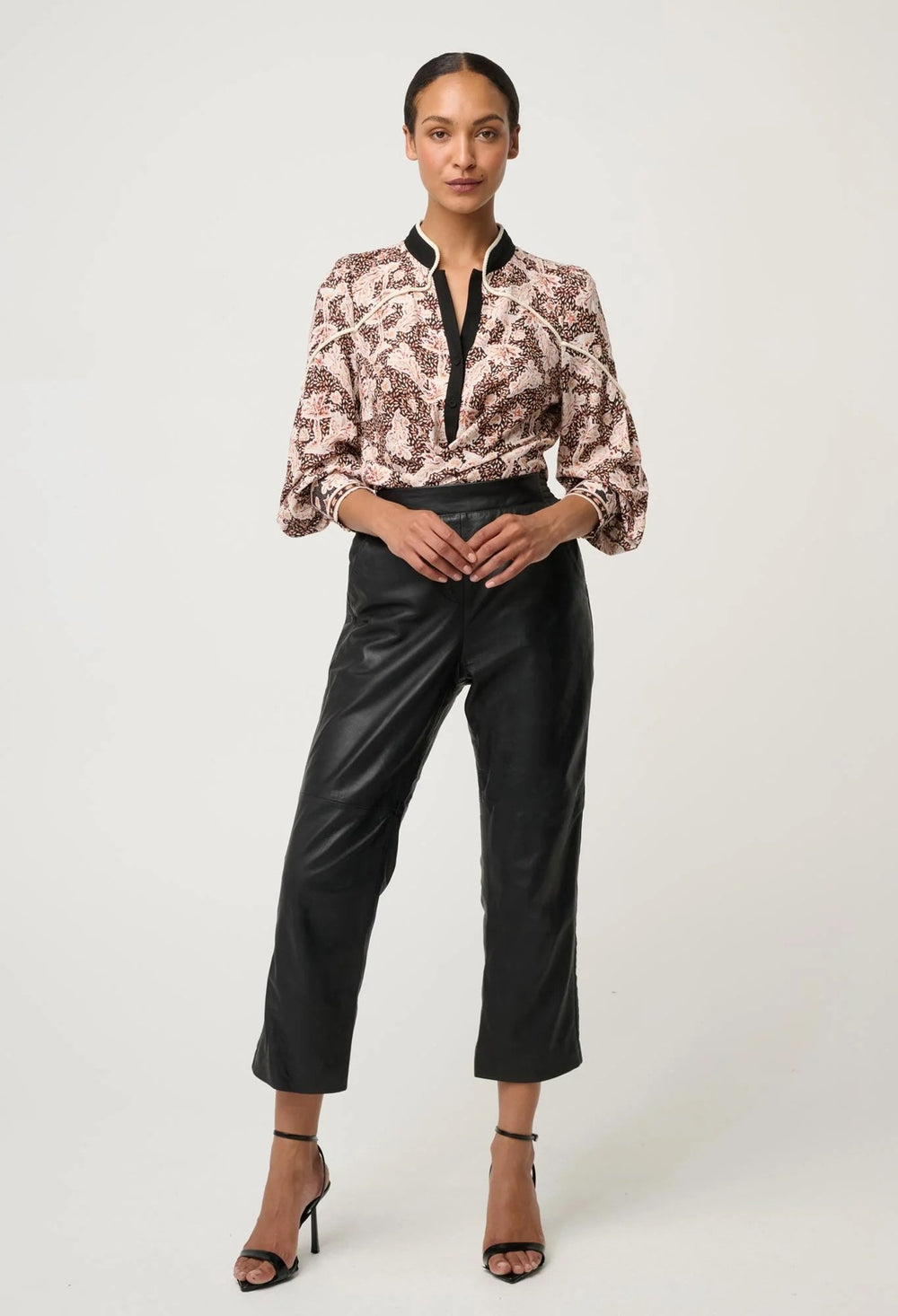 Harley Linen Viscose Rope Trim Shirt In Russet Palm