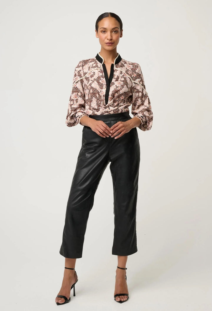 Harley Linen Viscose Rope Trim Shirt – Russet Palm