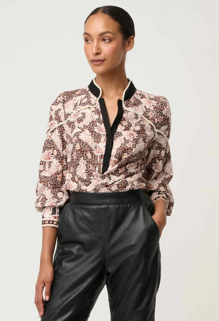 Harley Linen Viscose Rope Trim Shirt – Russet Palm