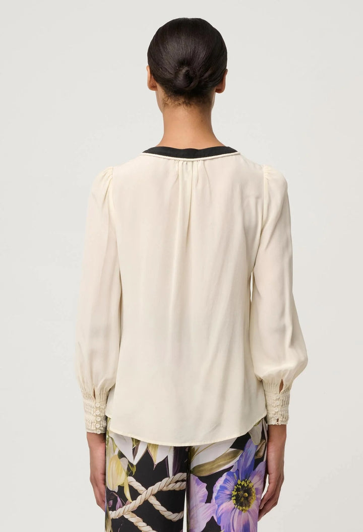 Iris Cloud Pleated Cuff Silk Blouse