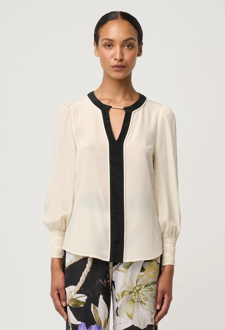 Iris Cloud Pleated Cuff Silk Blouse