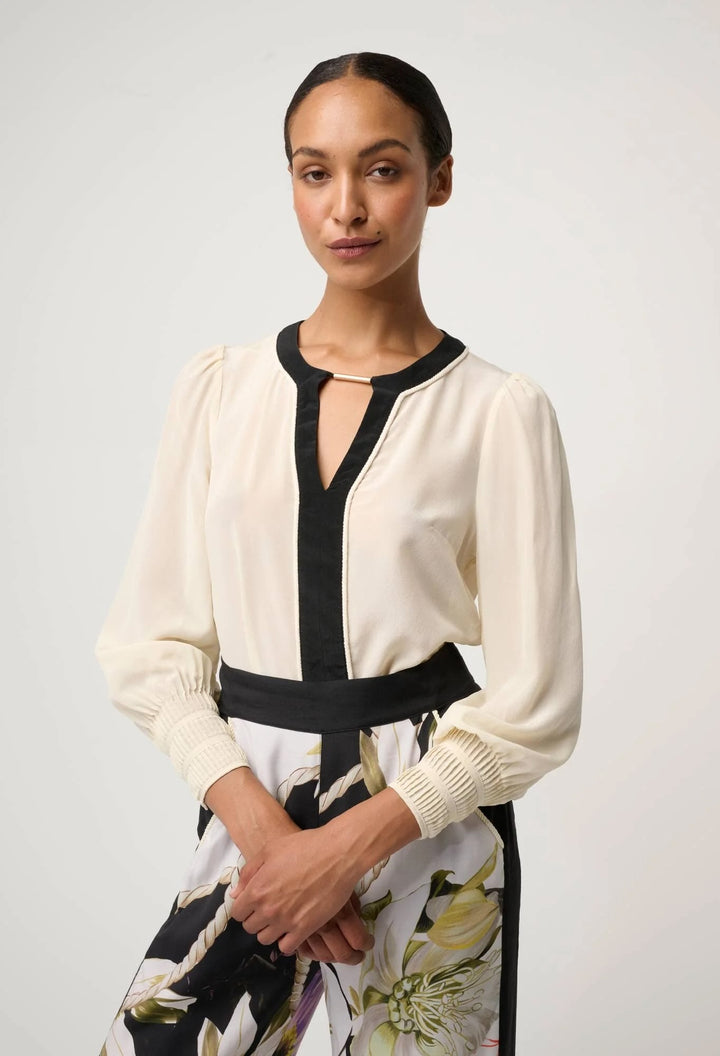 Iris Cloud Pleated Cuff Silk Blouse