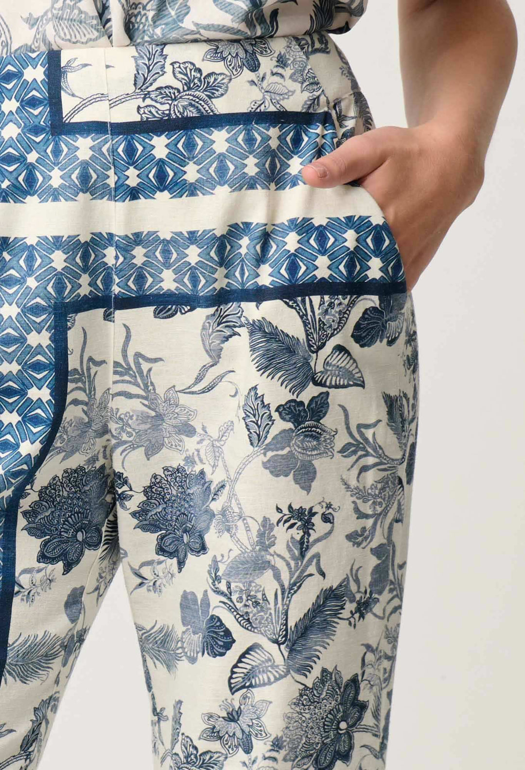 Bahia Stretch Linen Pants – Ink Print