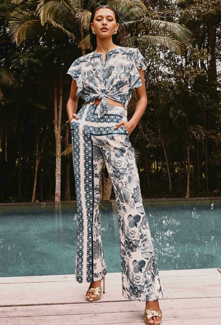 Bahia Stretch Linen Pants – Ink Print