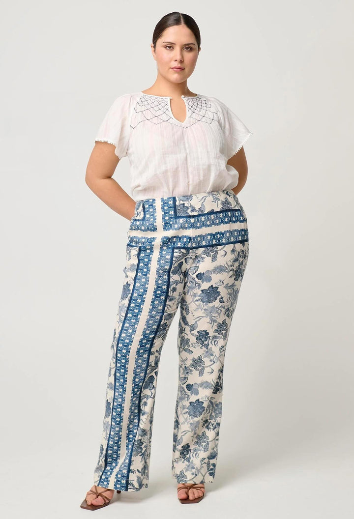 Bahia Stretch Linen Pants – Ink Print