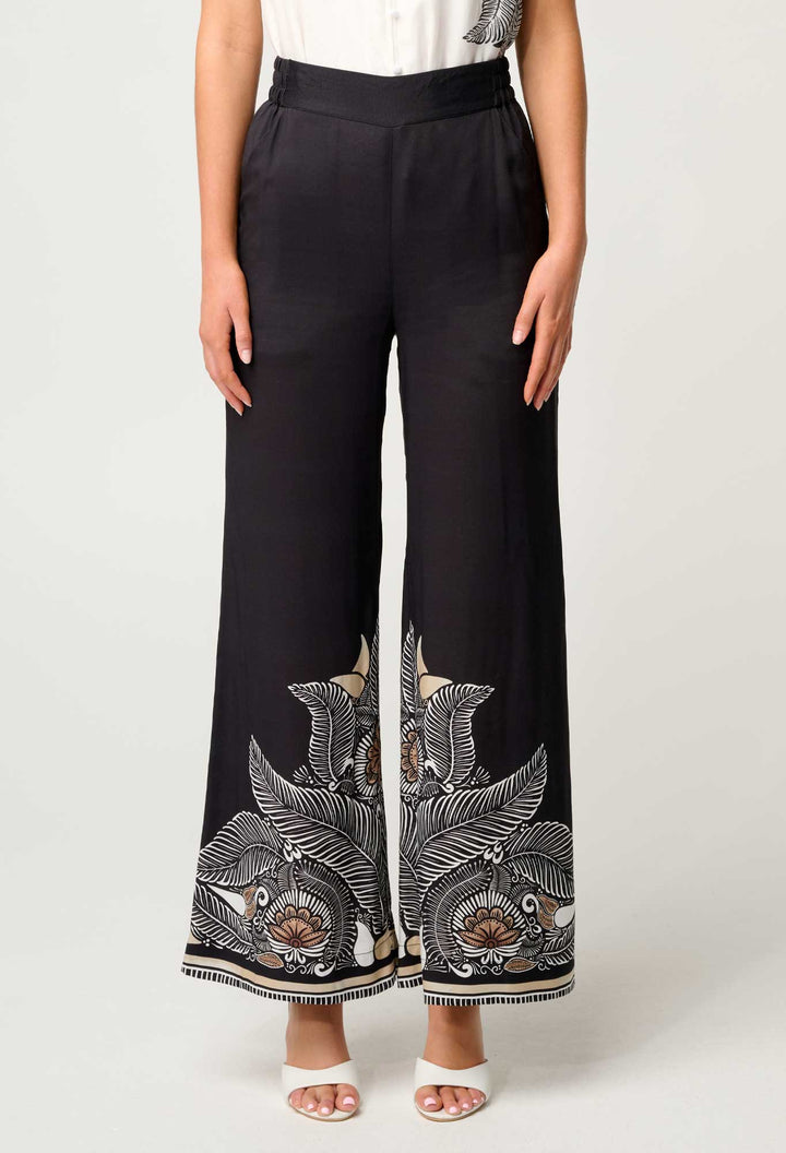 Willow Viscose Contrast Panel Pants – Onyx