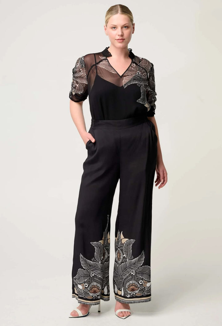 Willow Viscose Contrast Panel Pants – Onyx
