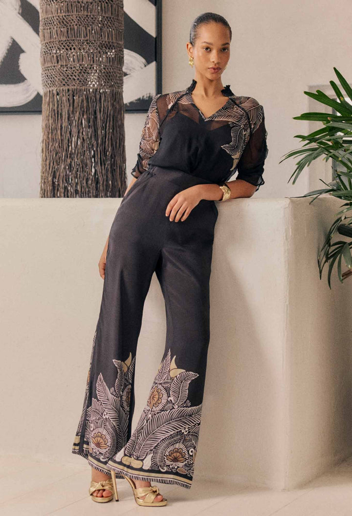 Willow Viscose Contrast Panel Pants – Onyx