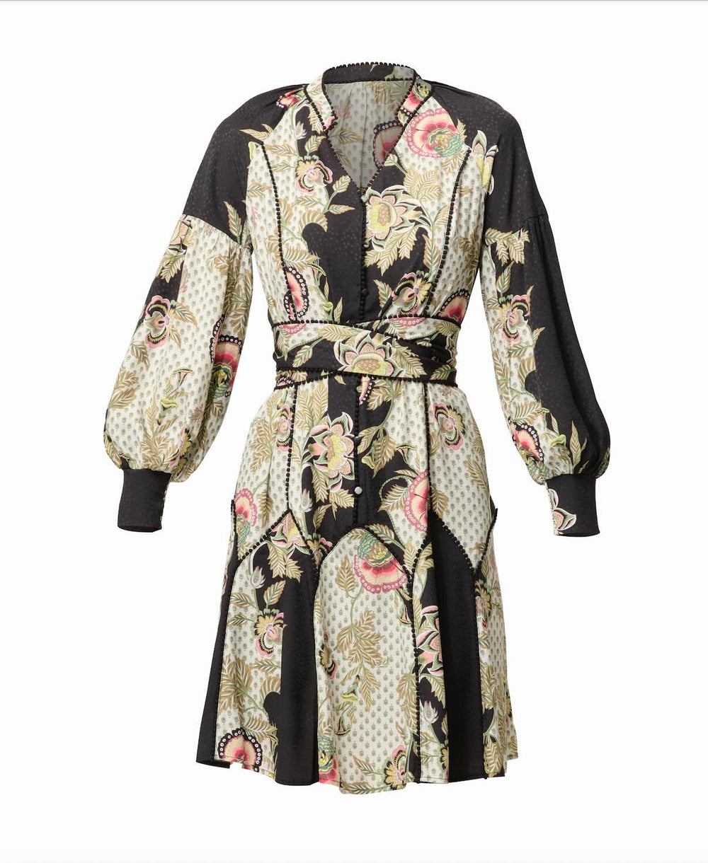 Emersyn Linen Viscose Dress in Mariposa Nero