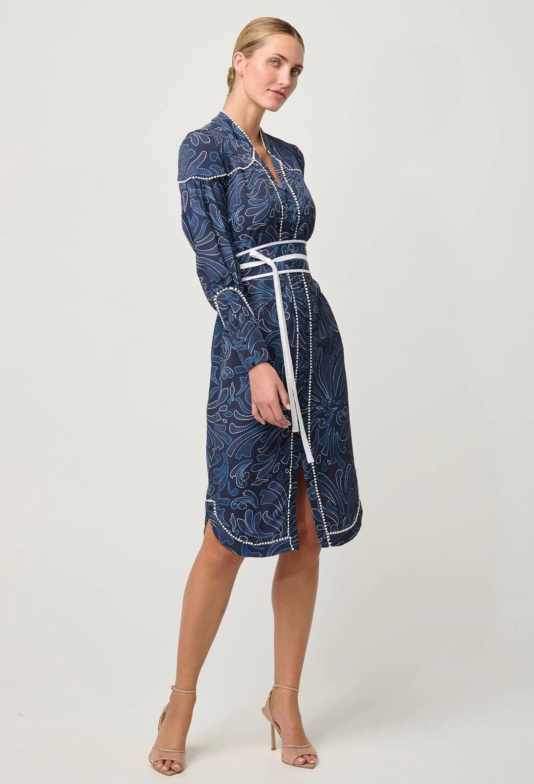 Adela Lace Trim Curve Hem Dress – Altamira