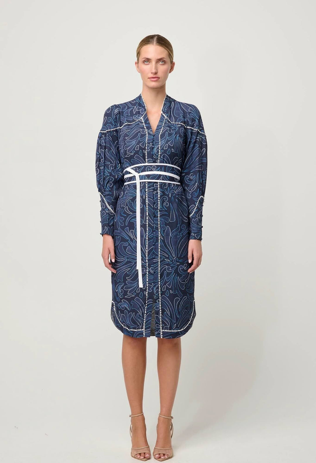 Adela Lace Trim Curve Hem Dress – Altamira