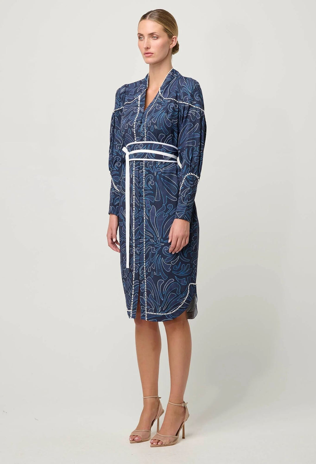 Adela Lace Trim Curve Hem Dress – Altamira