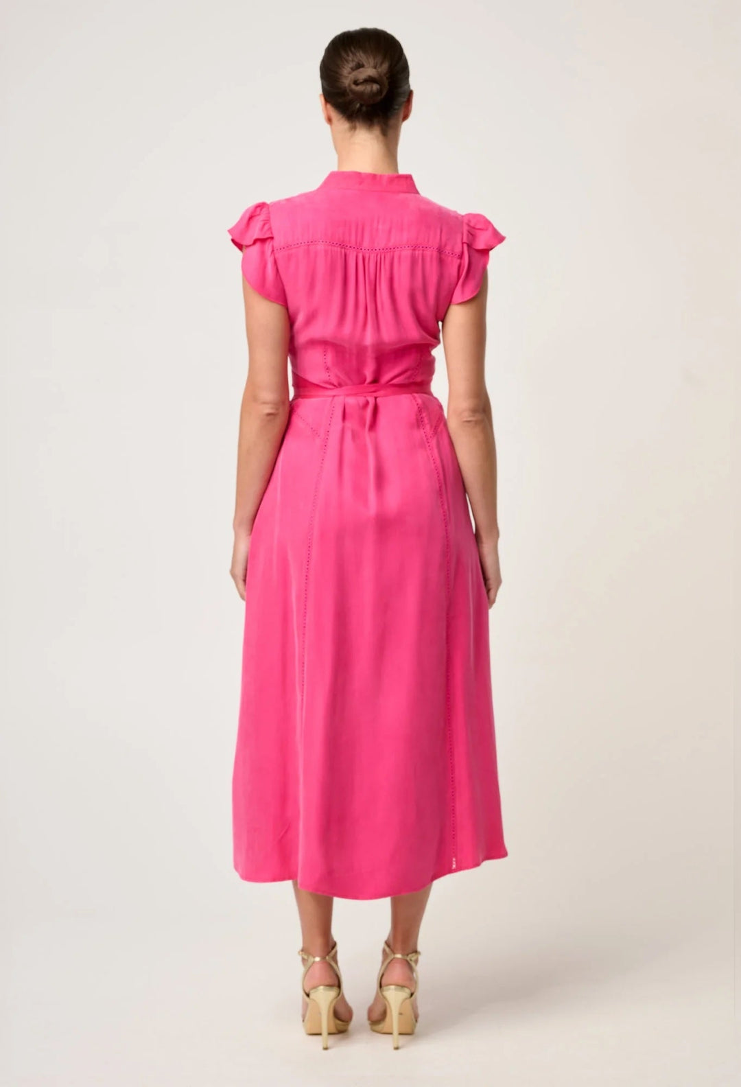 Athena Cupro Flutter Sleeve Dress – Azure Mosaic