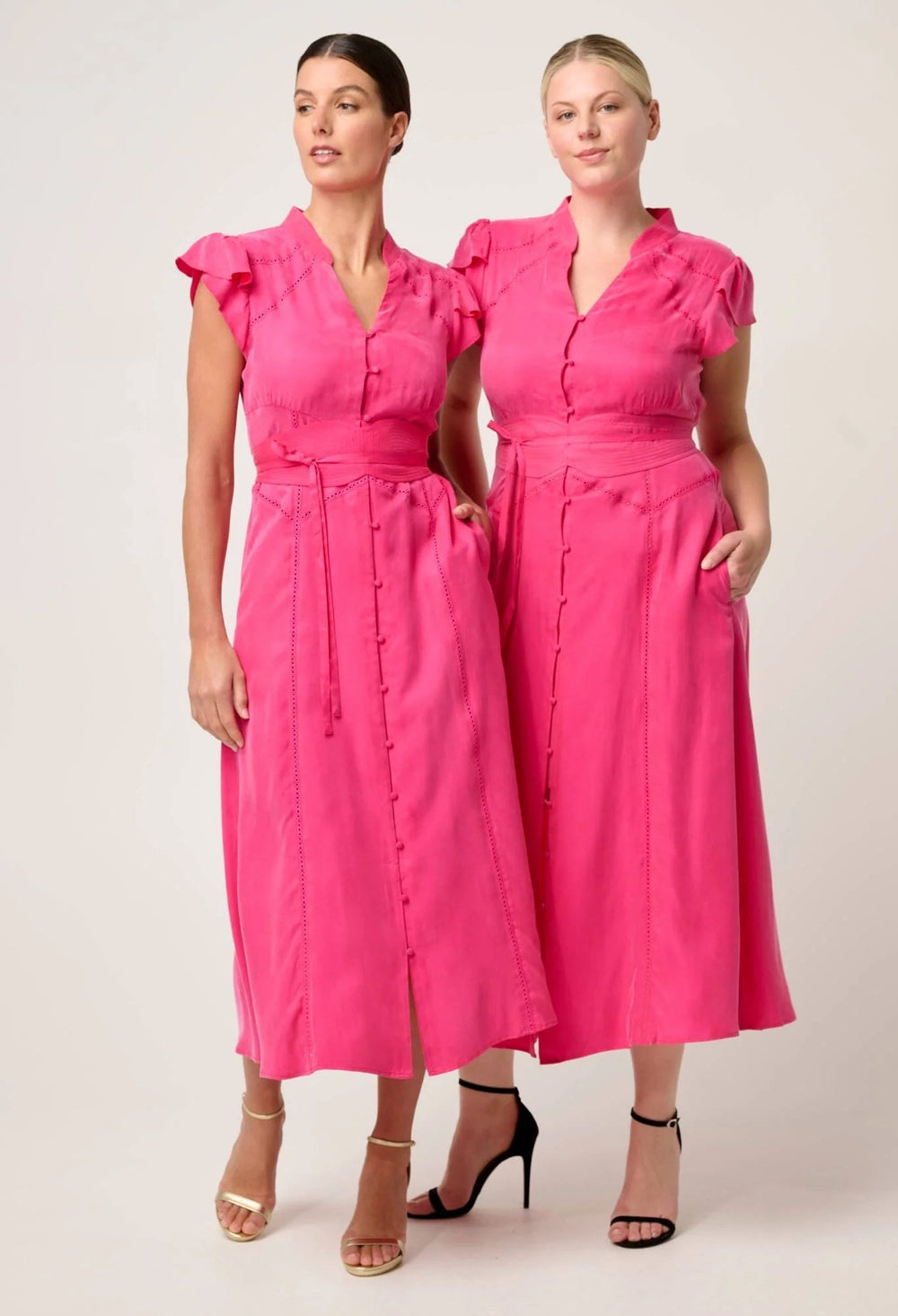 Athena Cupro Viscose Flutter Sleeve Dress