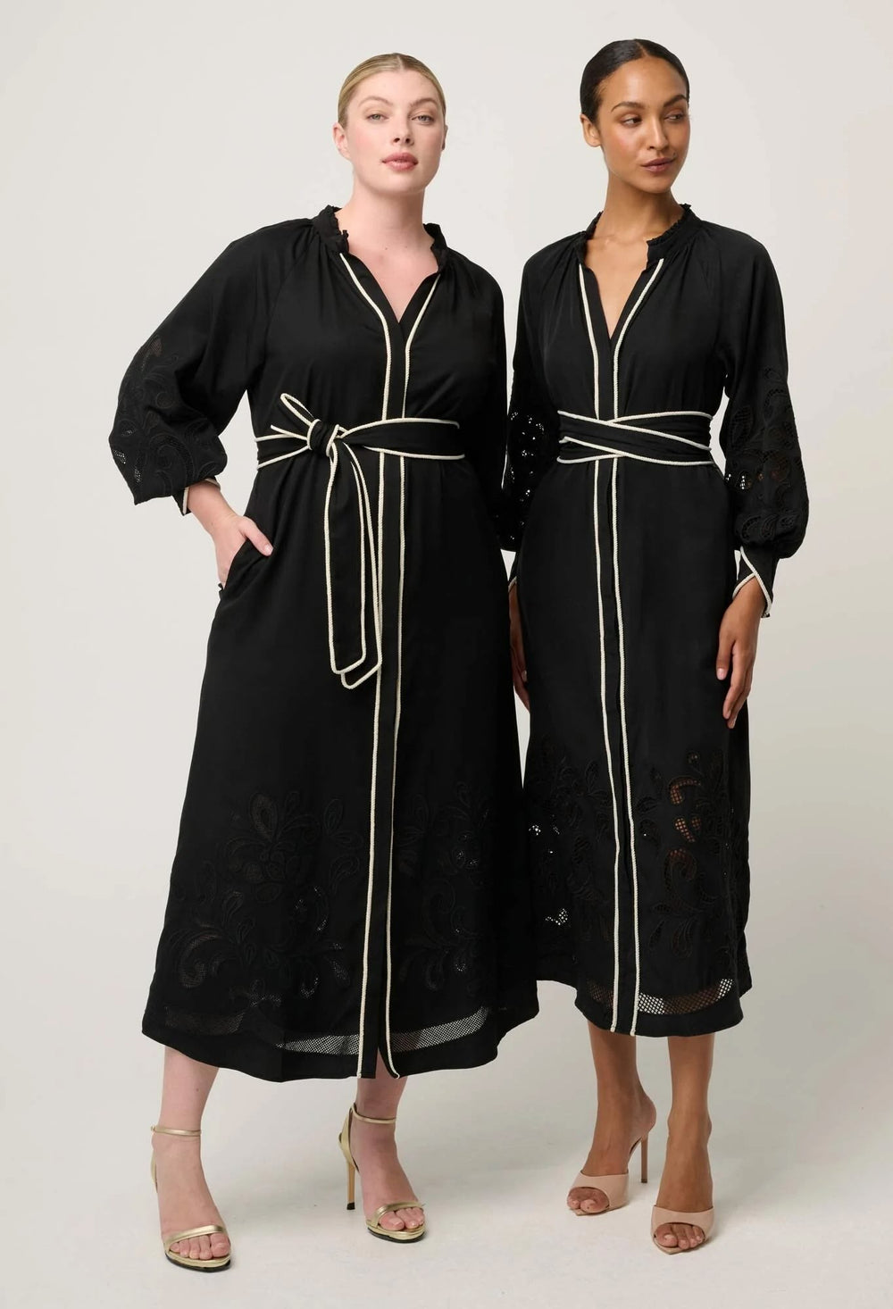 Rhea Embroidered Tencel Maxi Dress In Black
