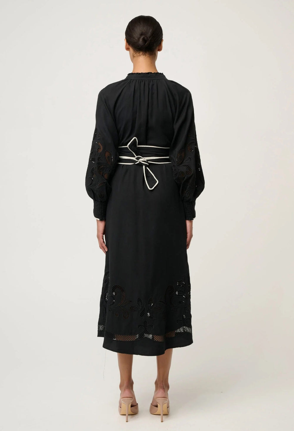 Rhea Embroidered Tencel Maxi Dress In Black