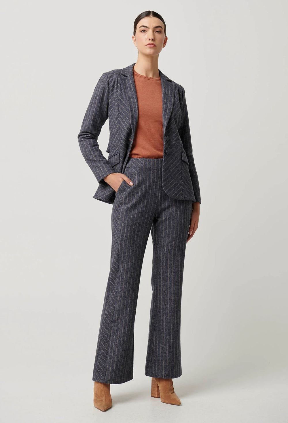 Oaklyn Chevron Stripe Panelled Blazer