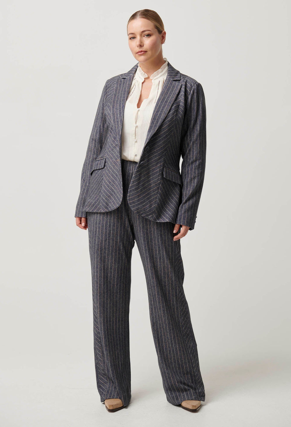 Oaklyn Chevron Stripe Panelled Blazer