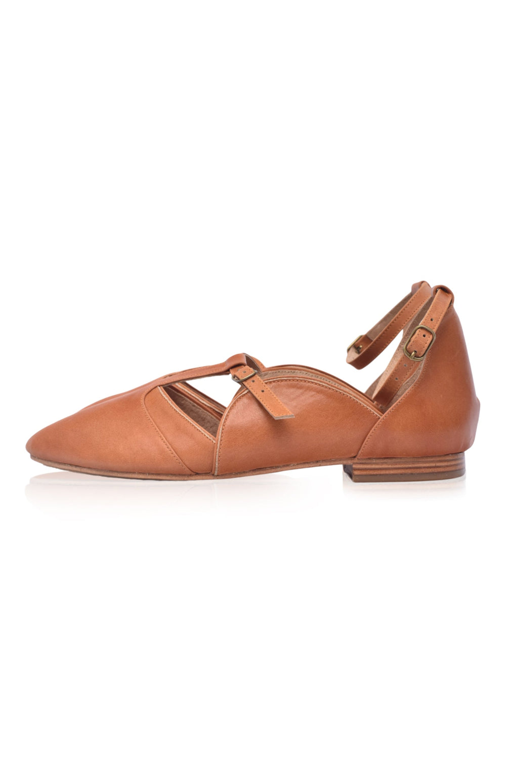 Womens On The Go Leather Ballet Flats - Black