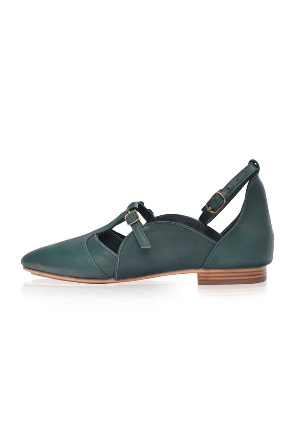 Womens On The Go Leather Ballet Flats - Black