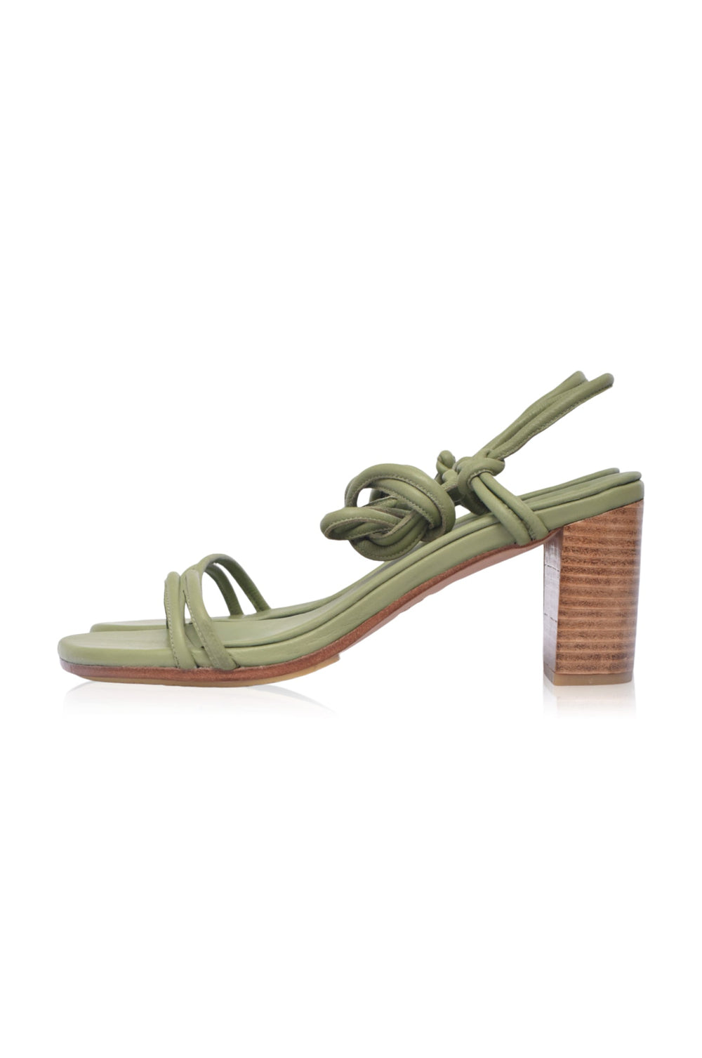 Womens Ophelia Block Heel Wrap Leather Sandals - Dark Tan