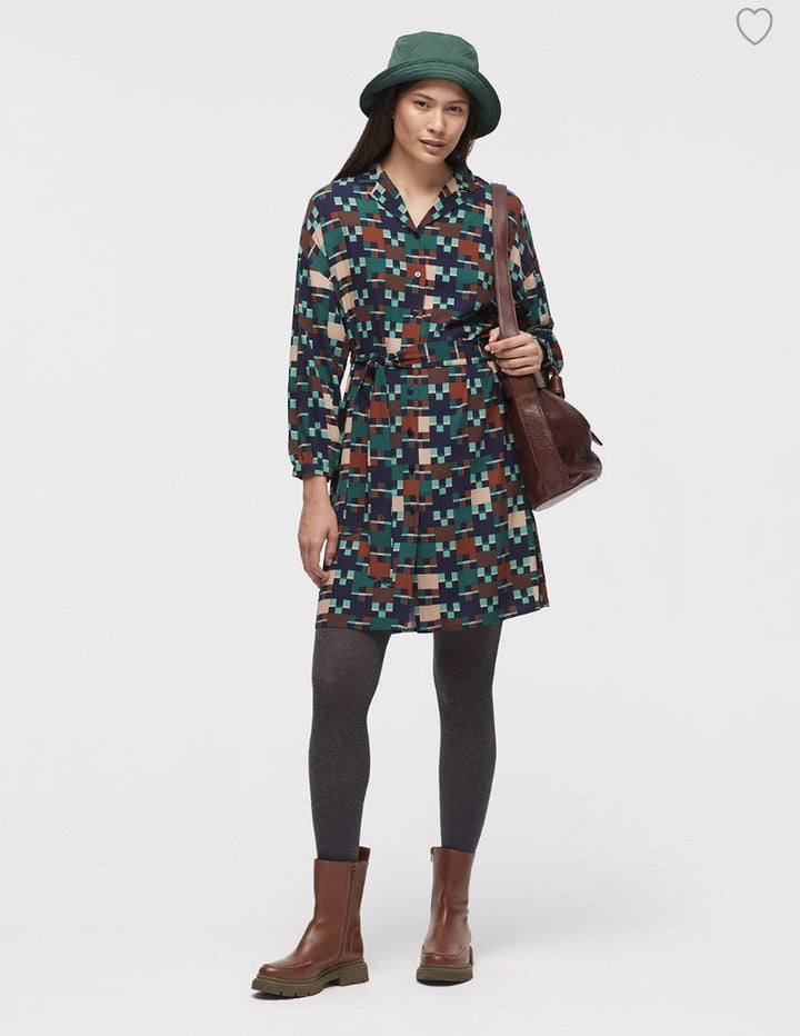 Patch Print Tunic Dress – Navy