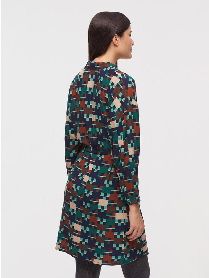 Patch Print Tunic Dress – Navy
