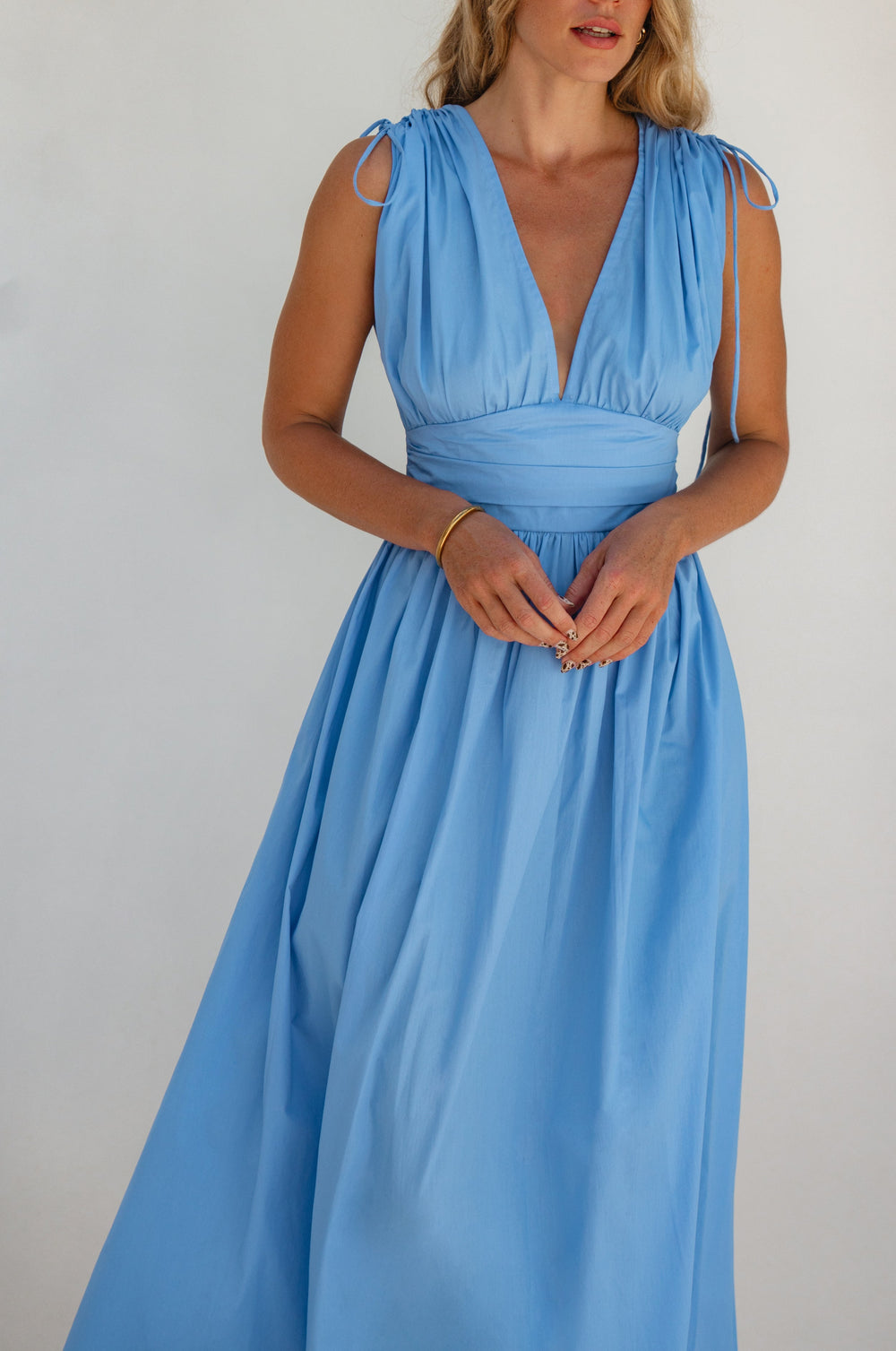 Womens Rafina Goddess Cotton Maxi Dress - Aegean