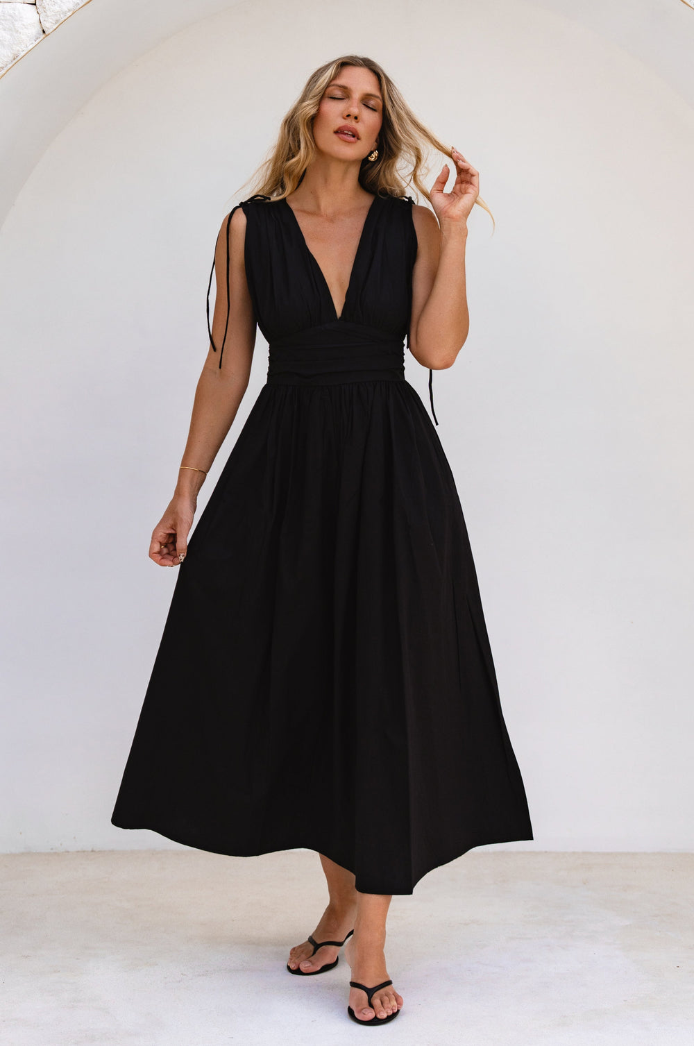 Womens Rafina Goddess Cotton Maxi Dress - Aegean
