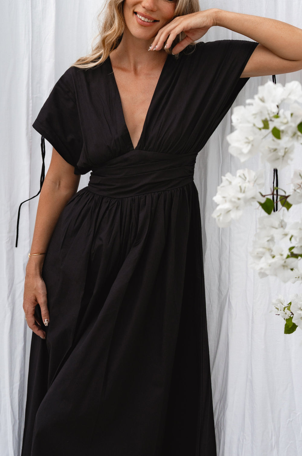 Womens Rafina Goddess Cotton Maxi Dress - Aegean