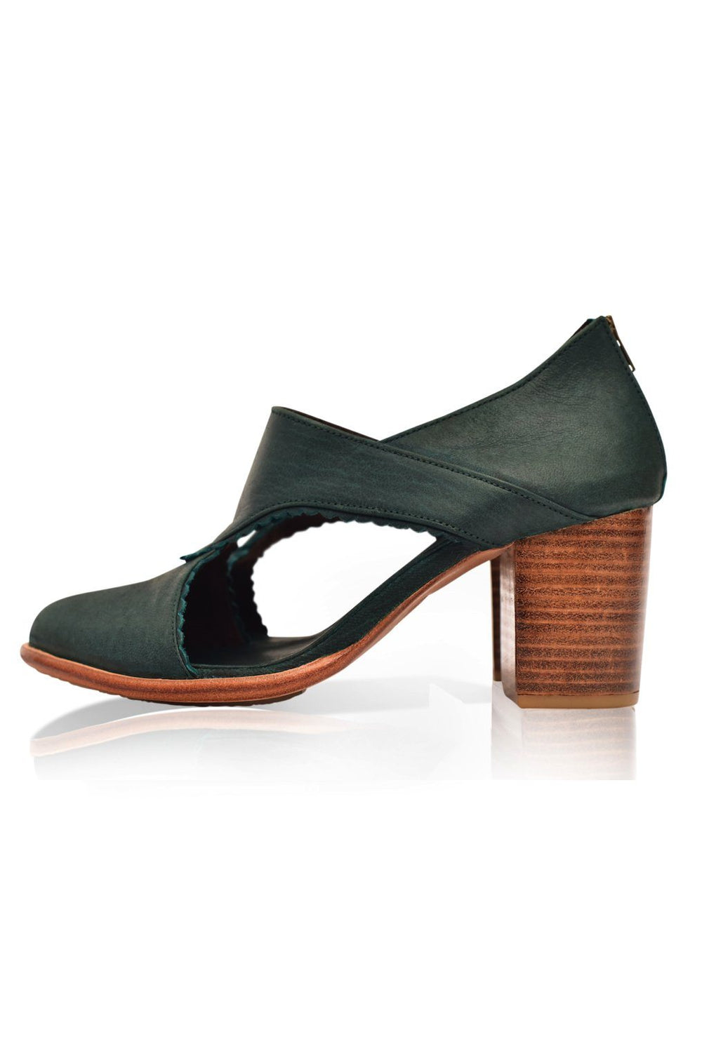 Womens Rain Kiss Leather Heel Booties - Emerald