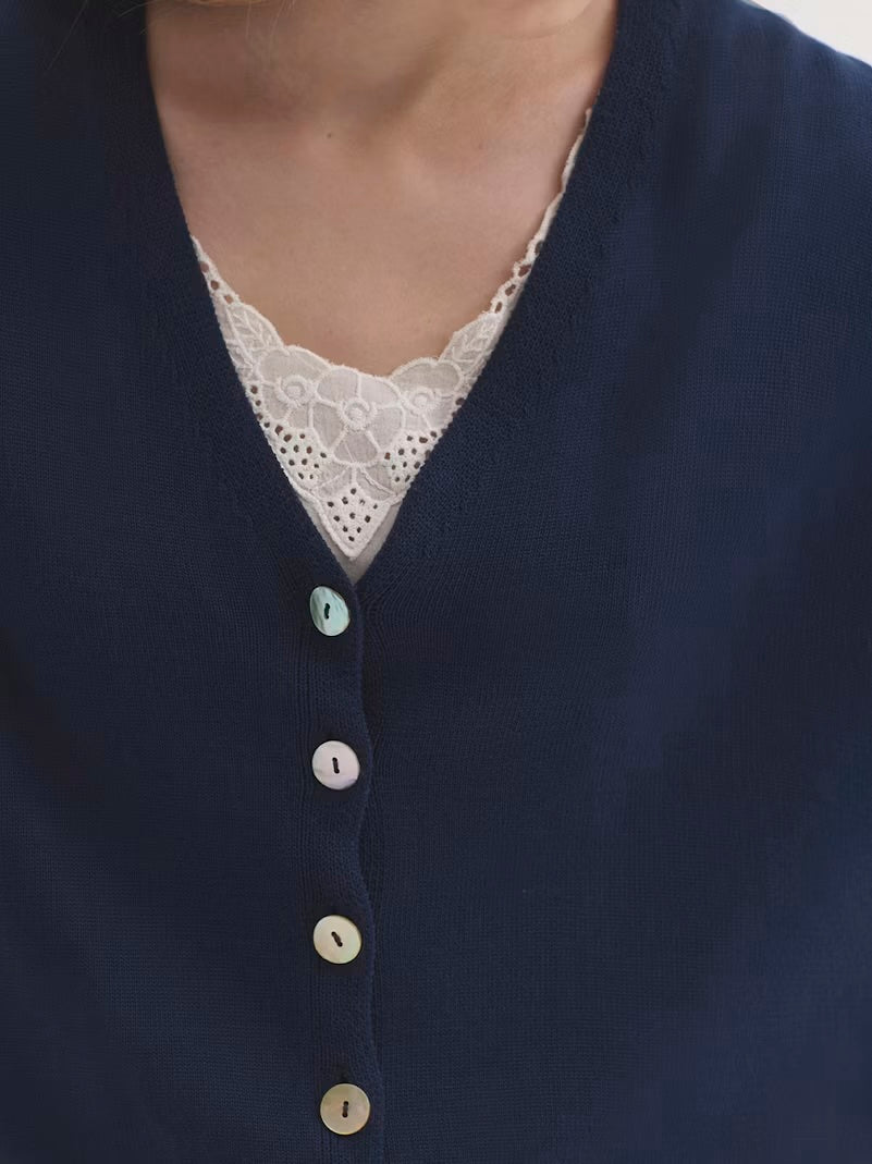 Intense Relaxed V-Neck Cardigan – Blue