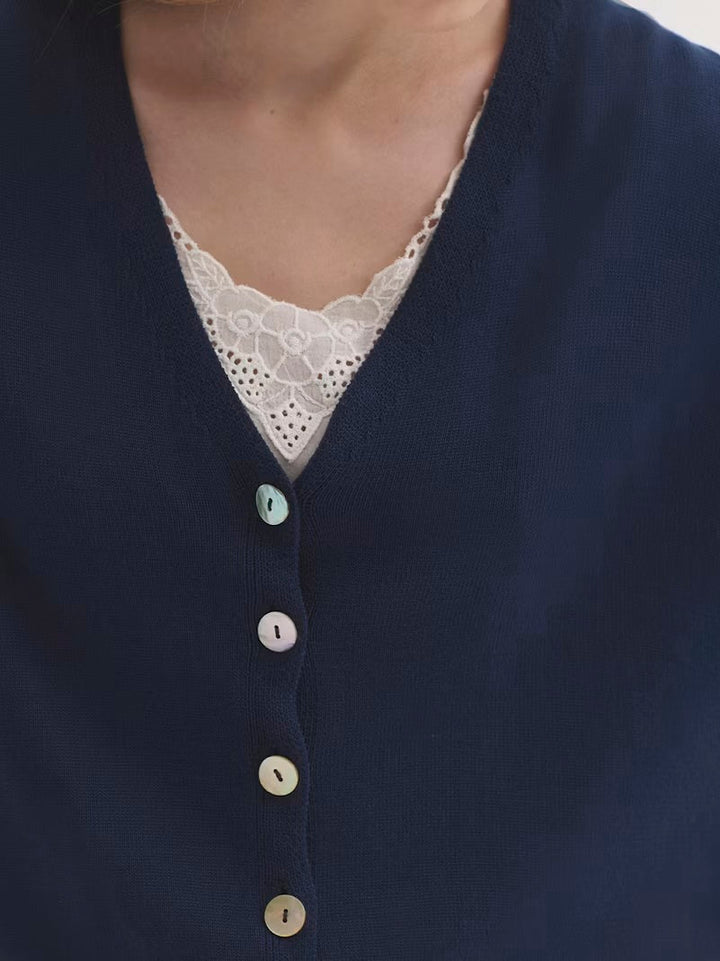 Intense Relaxed V-Neck Cardigan – Blue