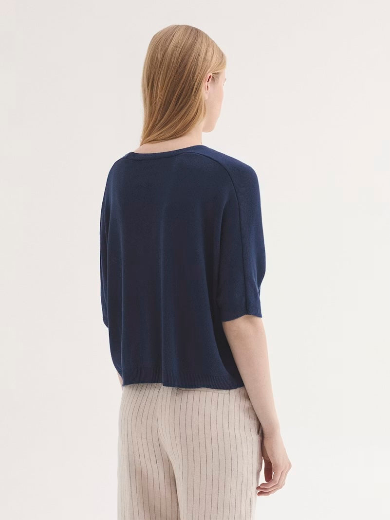 Intense Relaxed V-Neck Cardigan – Blue
