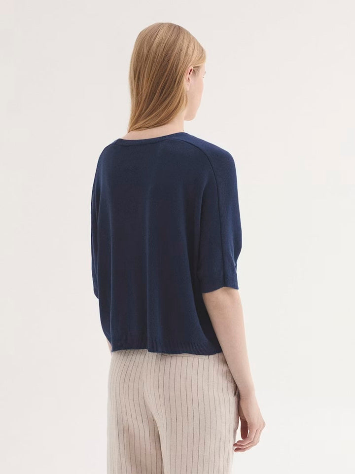 Intense Relaxed V-Neck Cardigan – Blue